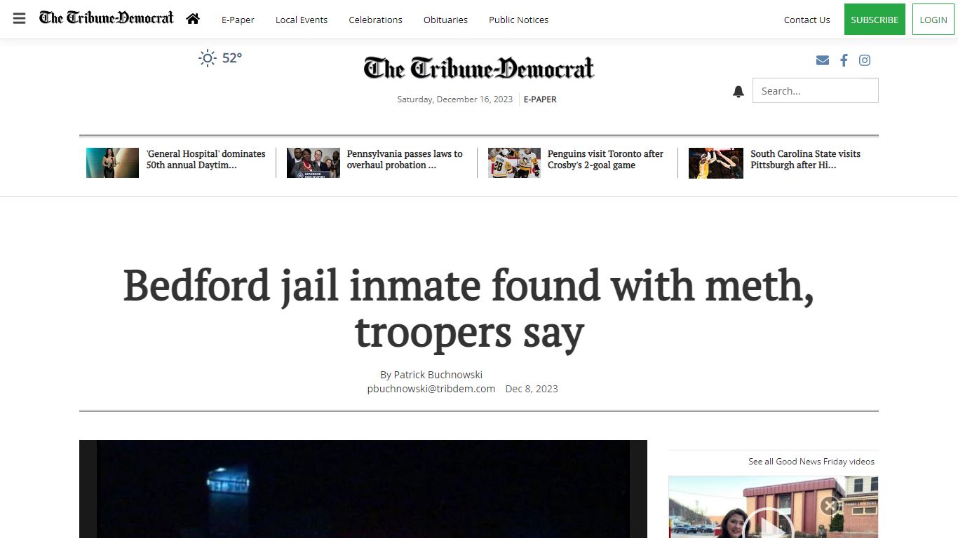 Bedford jail inmate found with meth, troopers say | Local News ...